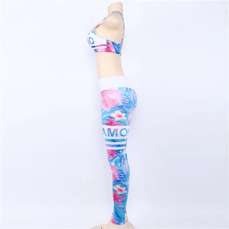 3d Printed Letter Yoga Set Running Sport Set Women Jogging Suits Fitness Clothing Sexy Women 2 Piece Workout Sets
