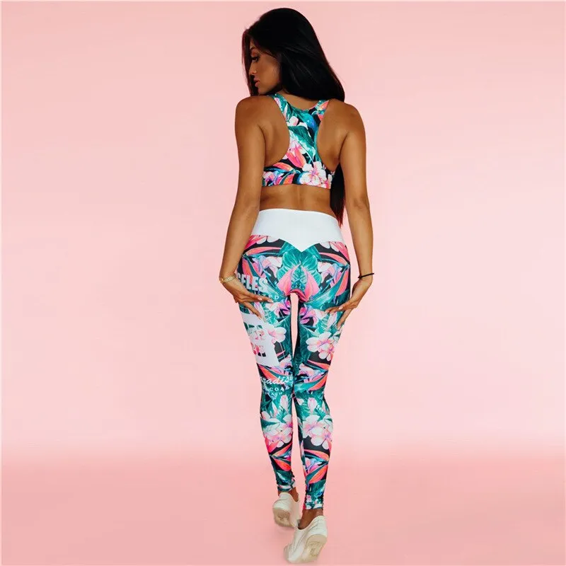 3d Printed Letter Yoga Set Running Sport Set Women Jogging Suits Fitness Clothing Sexy Women 2 Piece Workout Sets