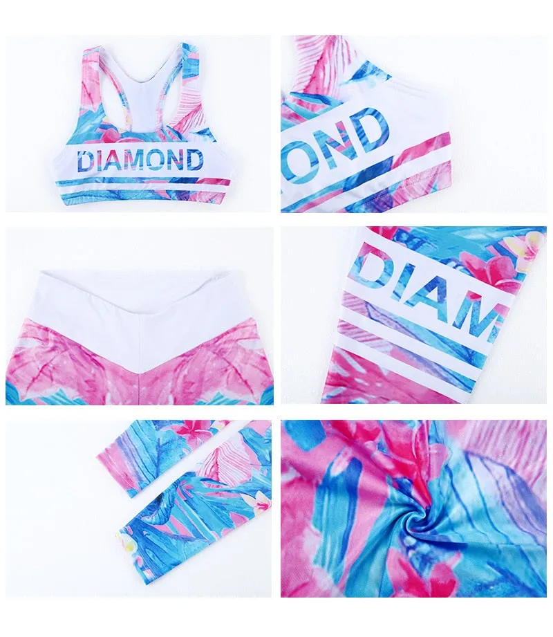 3d Printed Letter Yoga Set Running Sport Set Women Jogging Suits Fitness Clothing Sexy Women 2 Piece Workout Sets