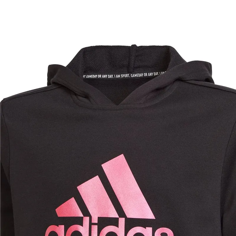 adidas Future Icons Logo Hoodie - Girls - Black/Real Magenta