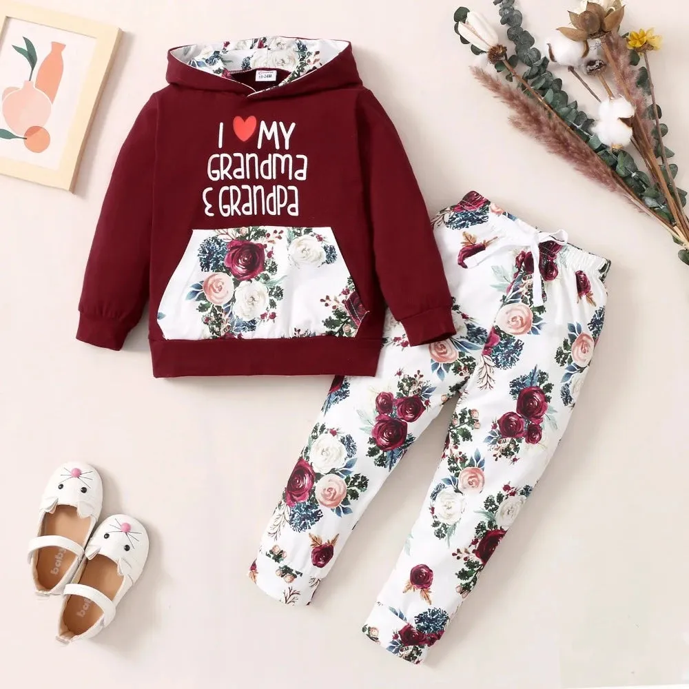 Baby Girl 2pc I Love Grandparents Hoodie   Pants Set