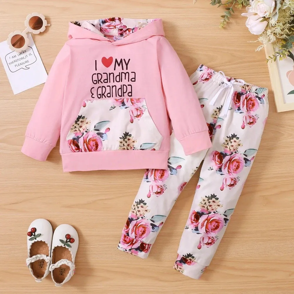Baby Girl 2pc I Love Grandparents Hoodie   Pants Set