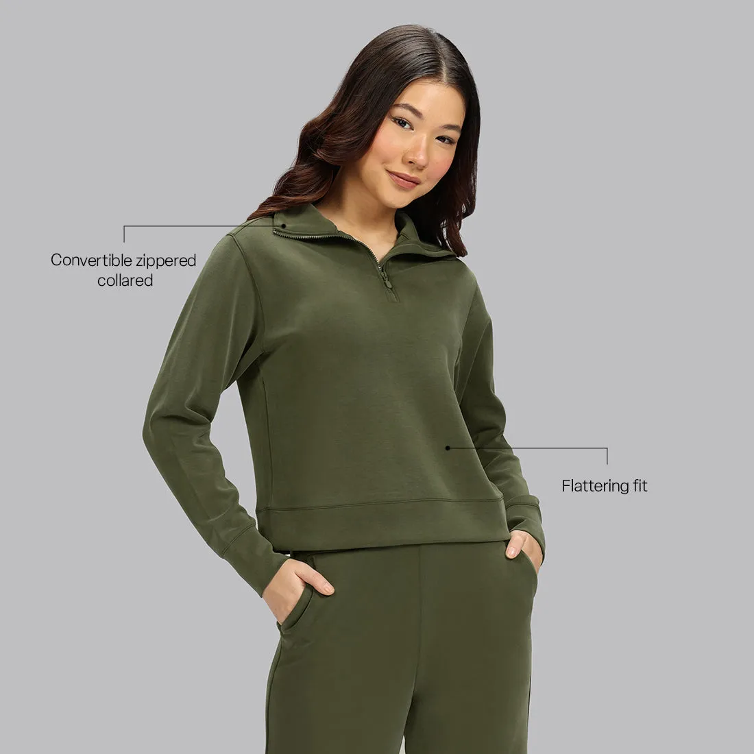 BareButter Pullover With Zipper
