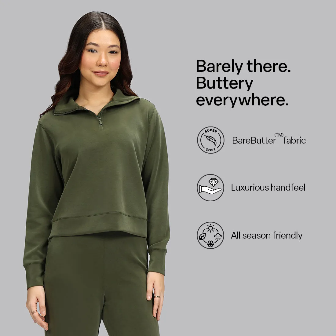 BareButter Pullover With Zipper