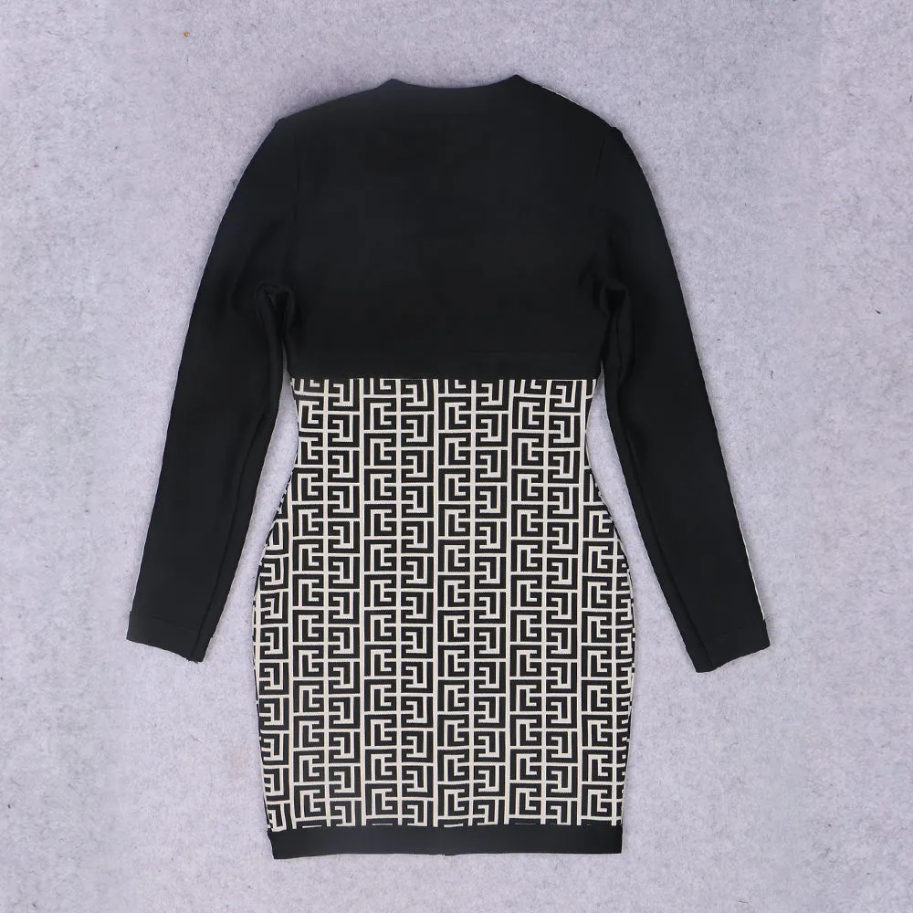 BEDIA Zipper Bicolor Jacquard Dress