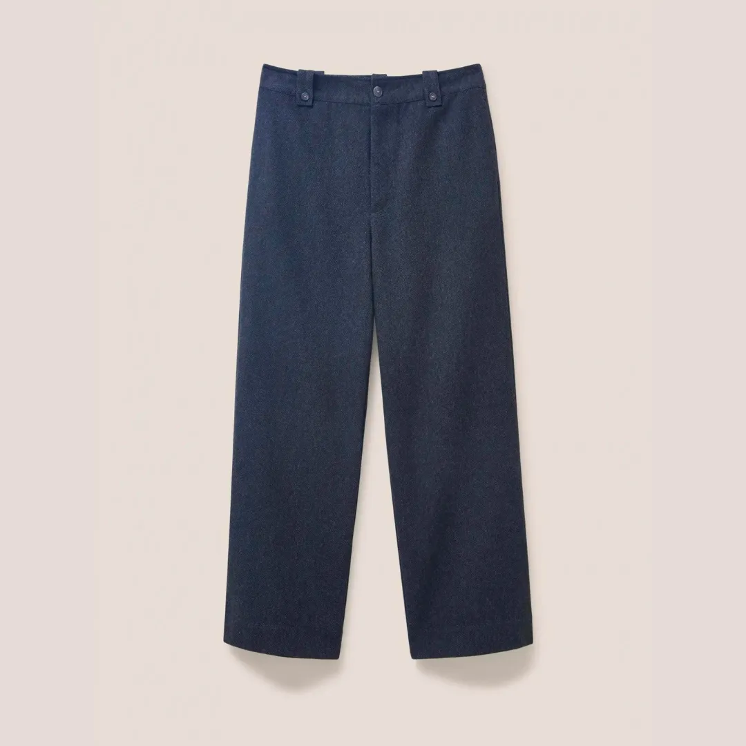 Belle Tweedy Wide Leg Trousers - Navy Multi