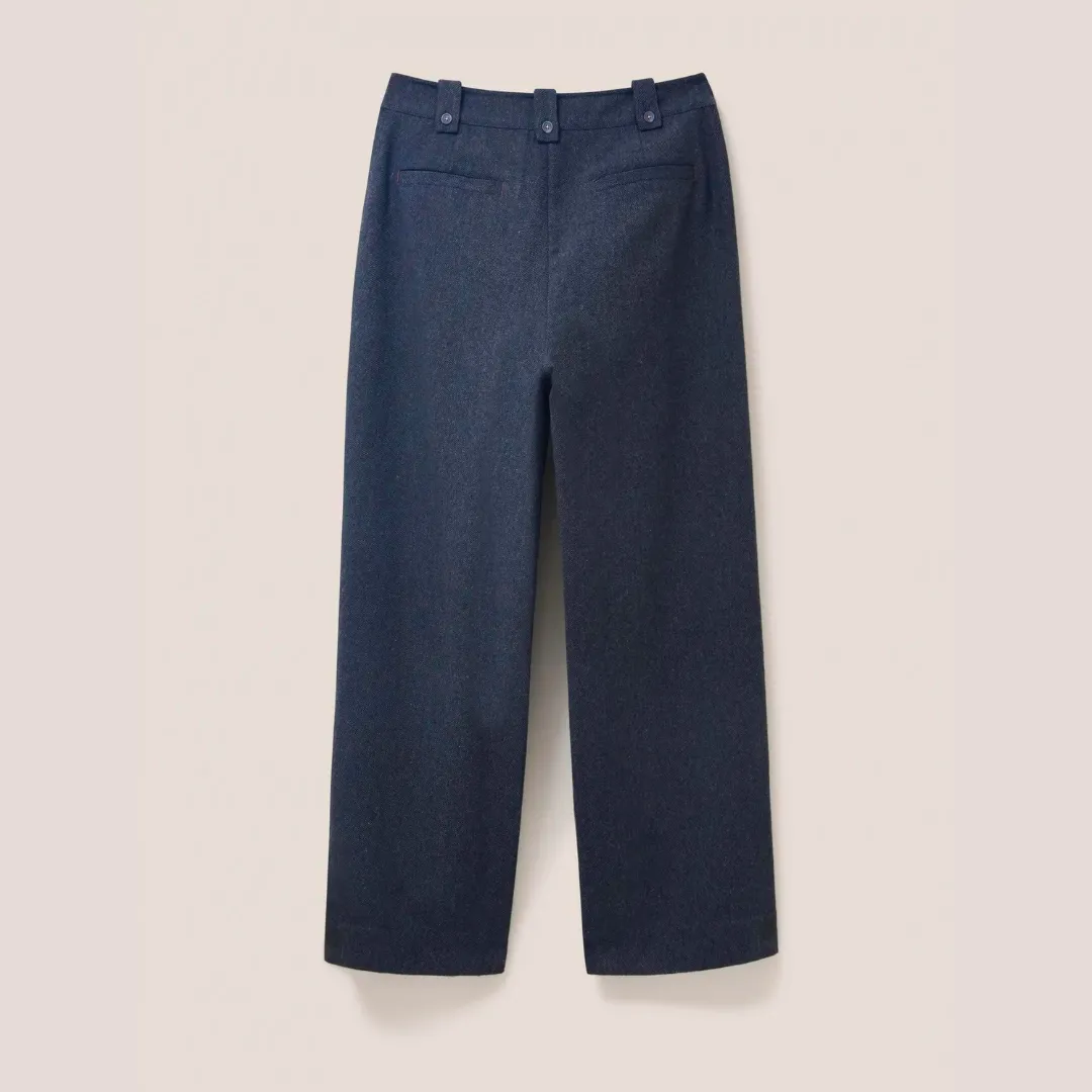 Belle Tweedy Wide Leg Trousers - Navy Multi