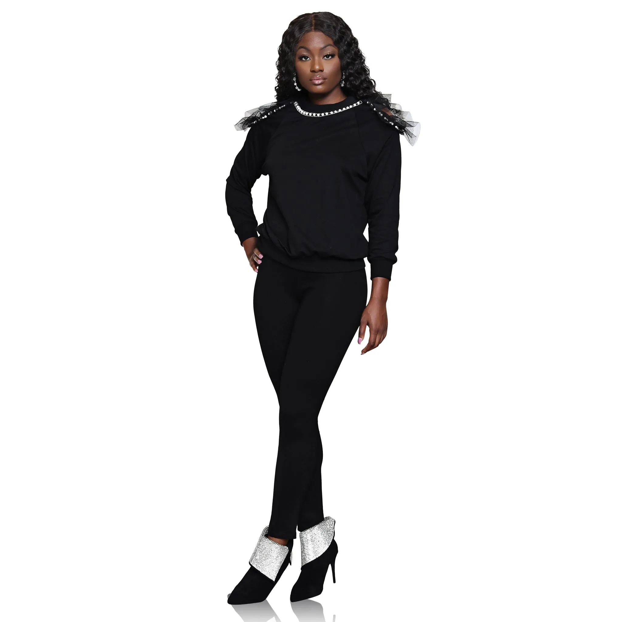 Black Cold Shoulder Sweater