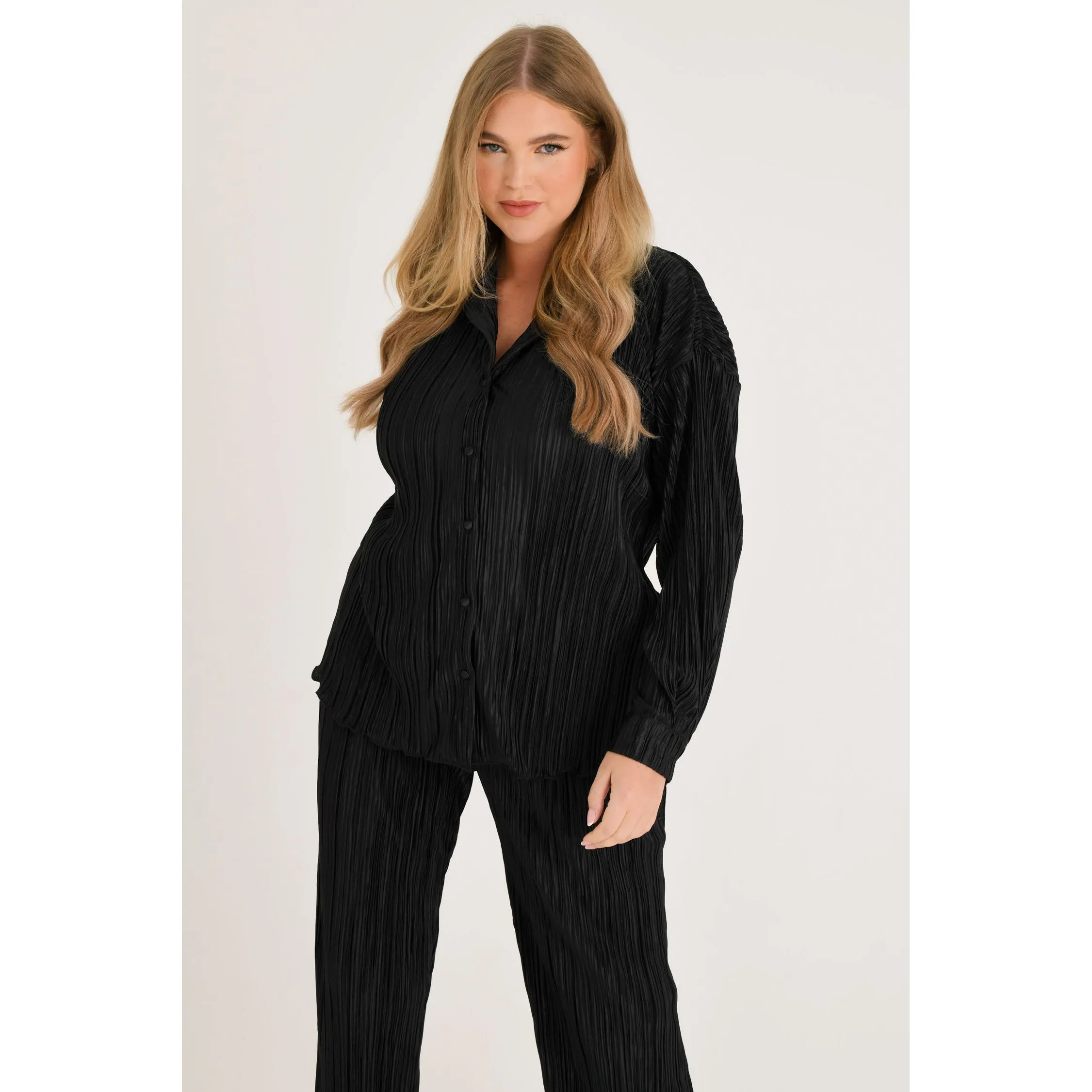 Black Plisse Co-ord
