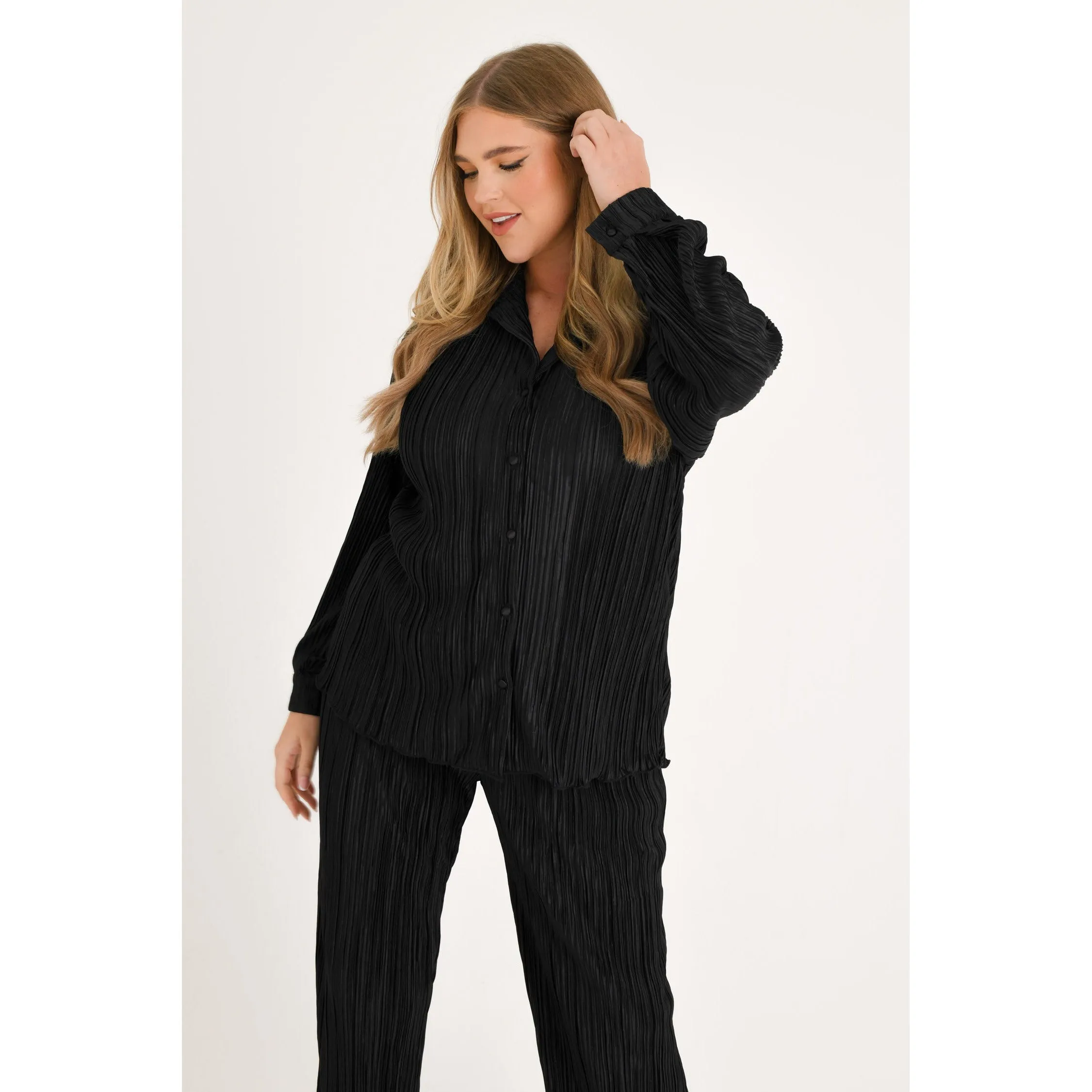 Black Plisse Co-ord
