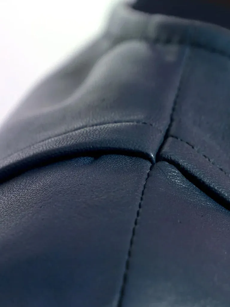 Blue Collar Less Biker Leather Jacket