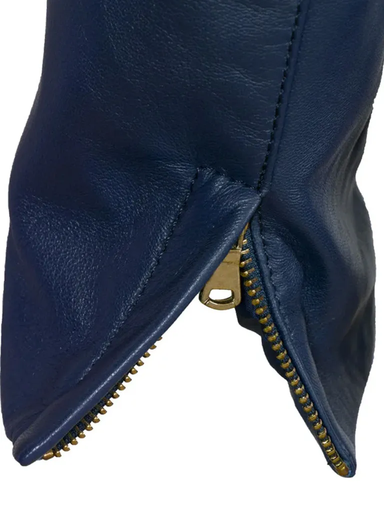 Blue Collar Less Biker Leather Jacket