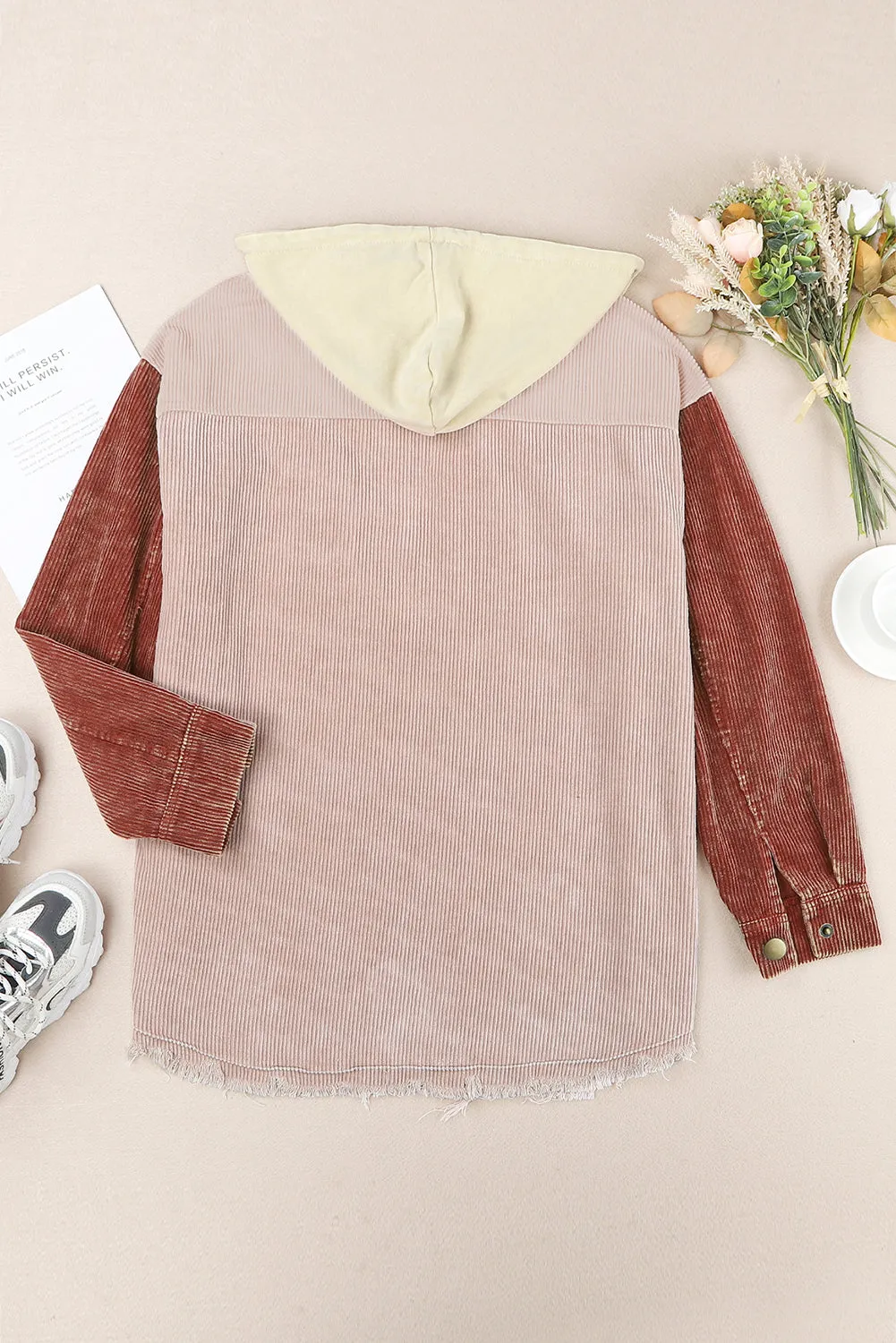 Button Down Hooded Corduroy Jacket
