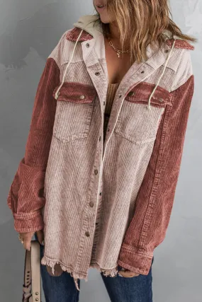 Button Down Hooded Corduroy Jacket
