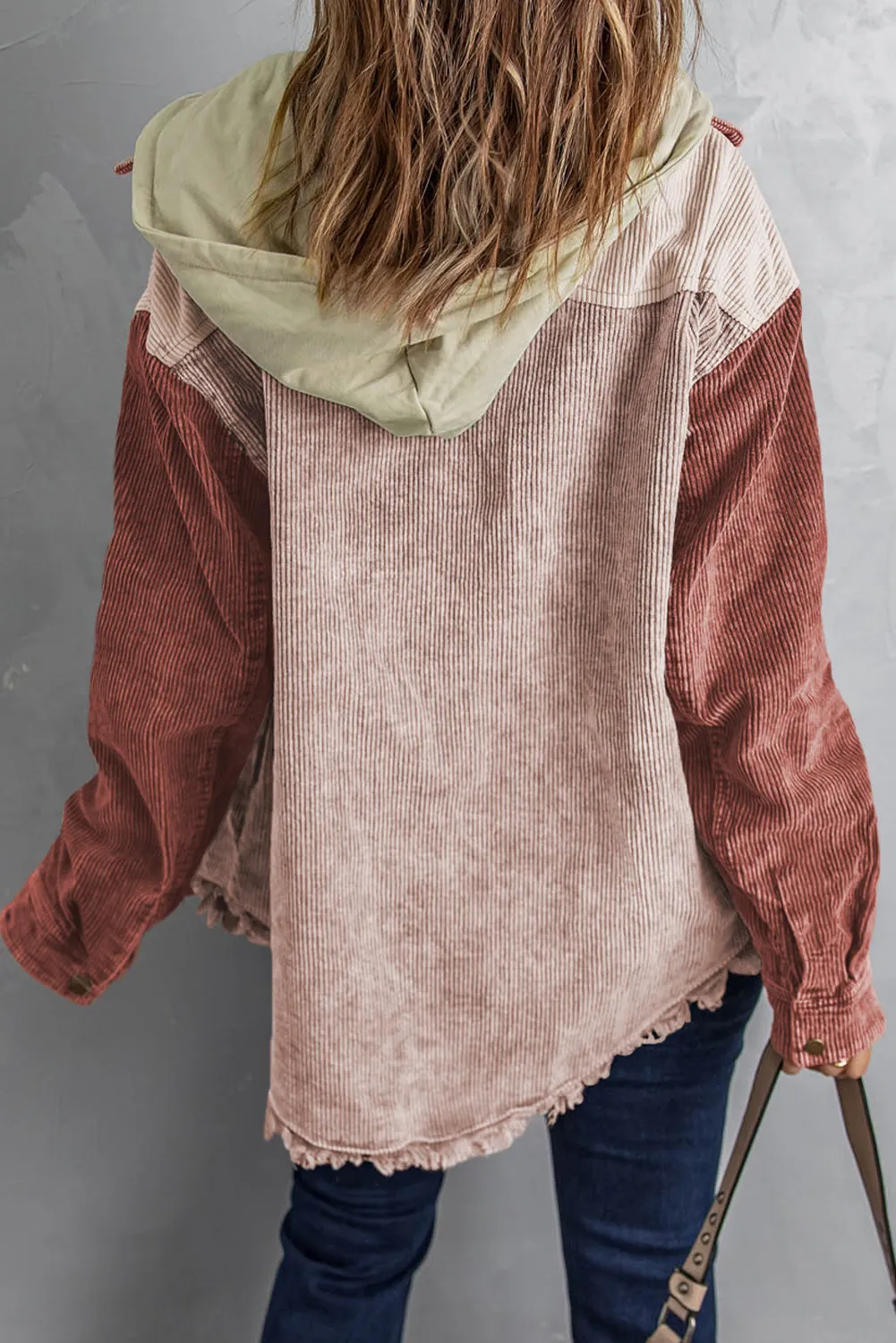 Button Down Hooded Corduroy Jacket