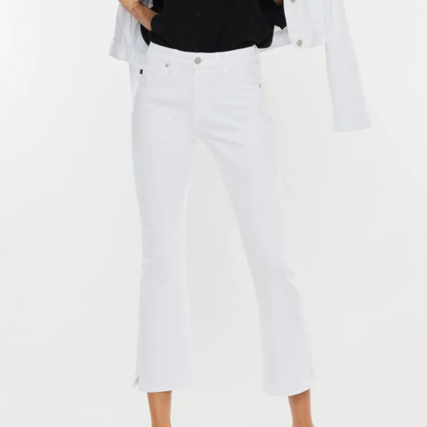 Callie High Rise Cropped White Flare Jeans