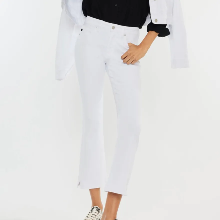 Callie High Rise Cropped White Flare Jeans