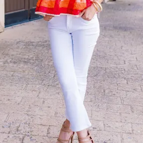 Callie High Rise Cropped White Flare Jeans