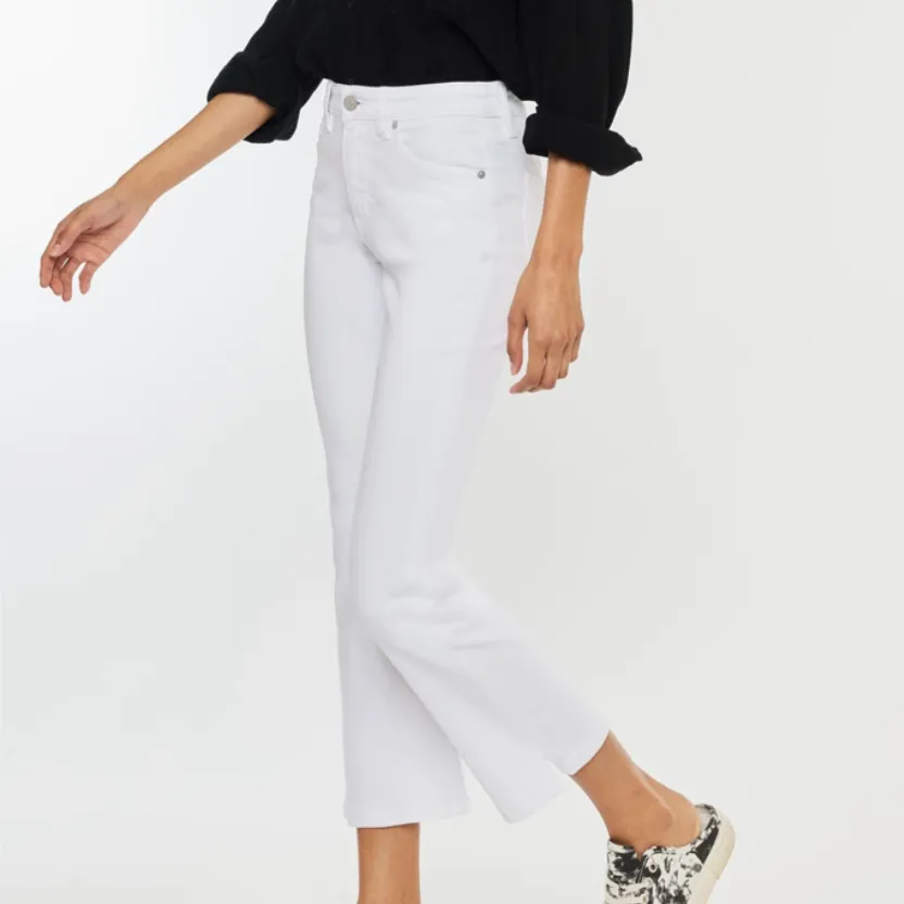 Callie High Rise Cropped White Flare Jeans