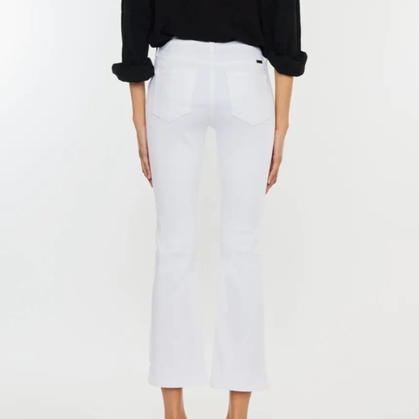Callie High Rise Cropped White Flare Jeans