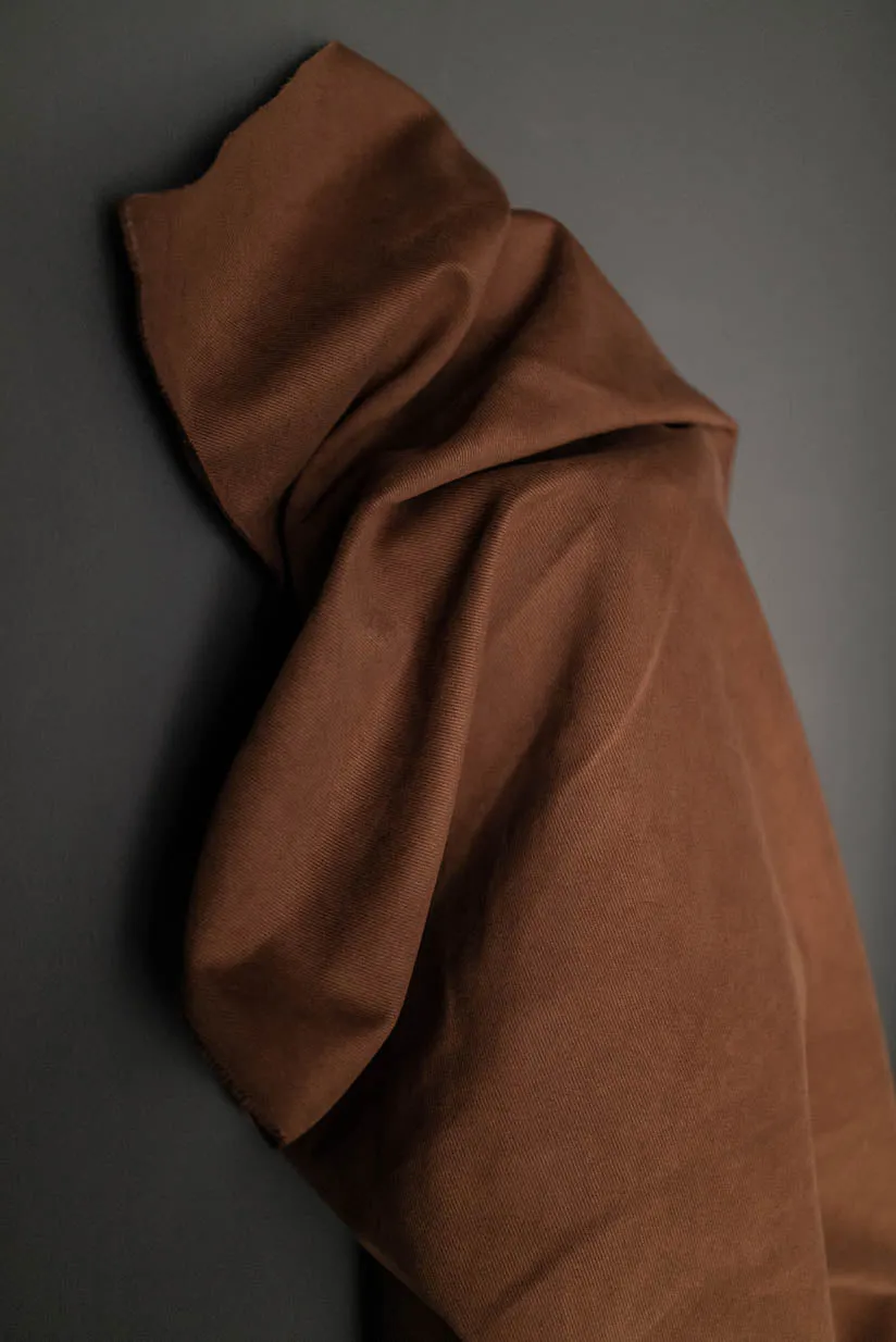 Premium Tobacco-Colored Cotton Sanded Twill Fabric