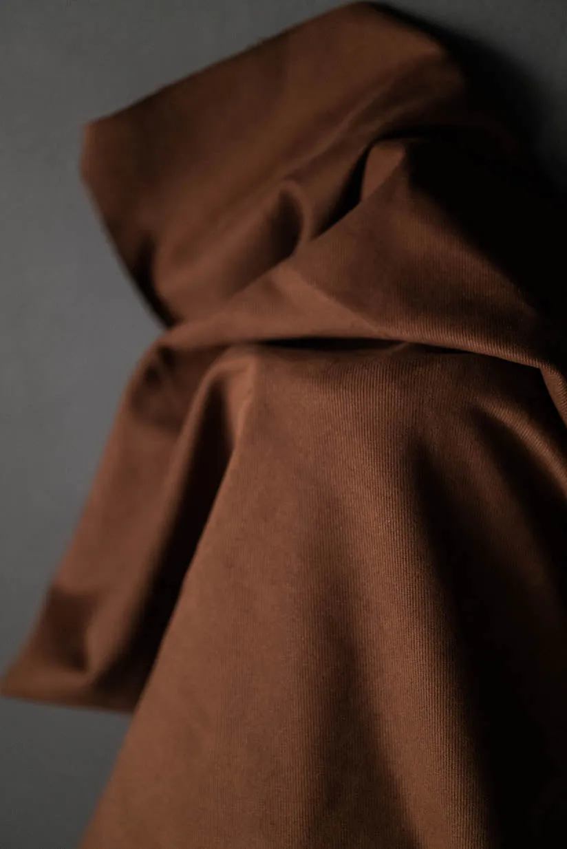 Premium Tobacco-Colored Cotton Sanded Twill Fabric