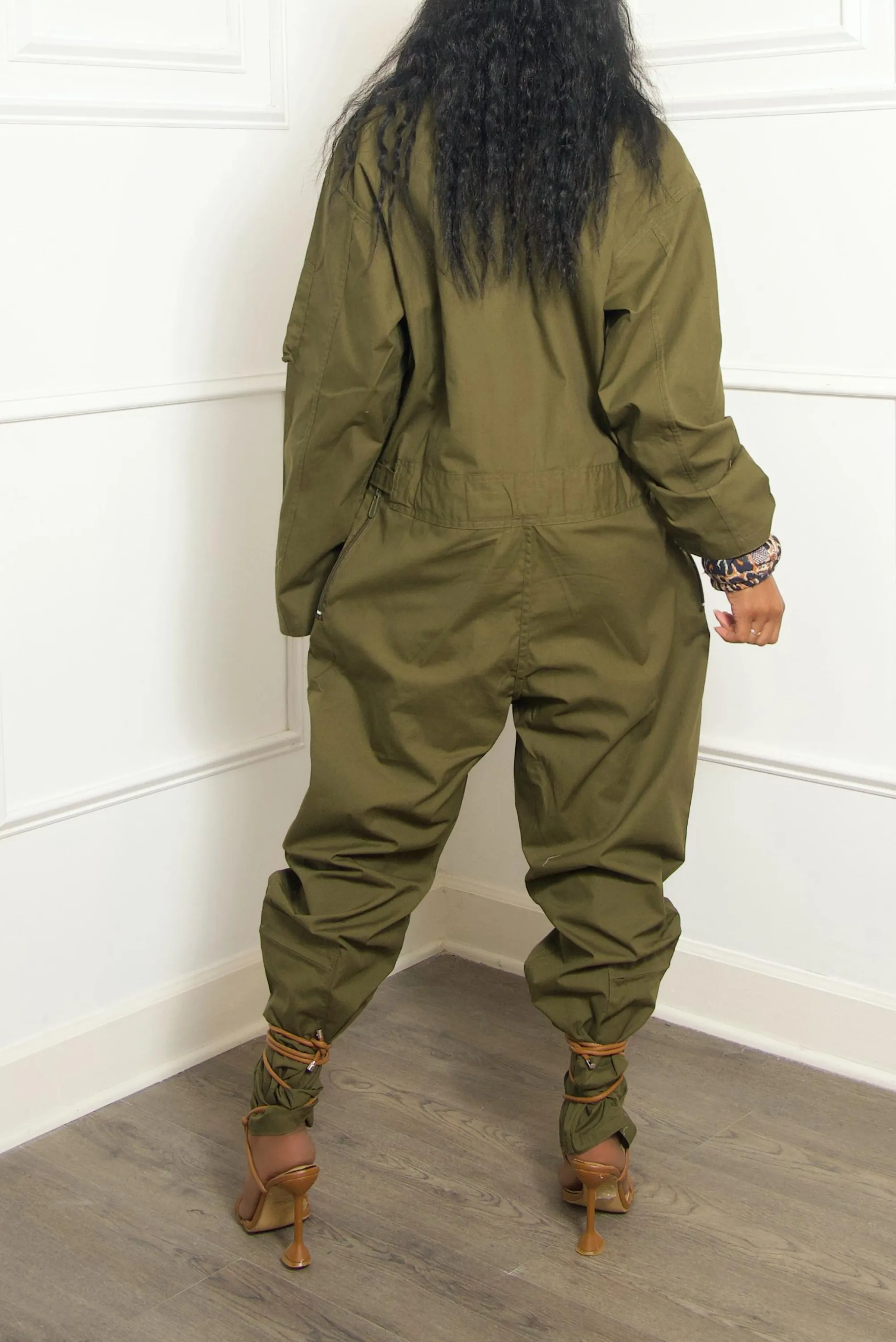 Forest Green zipper Jumpsuit
