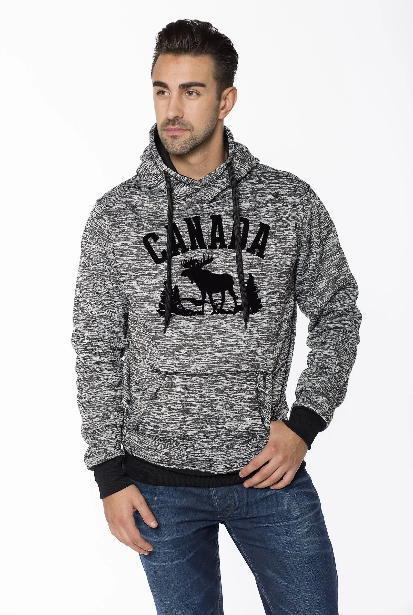 Super Soft Heather Grey Moose Patch Hoodie