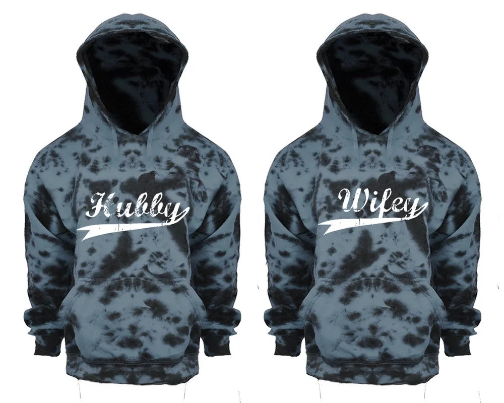 Hubby Wifey Couple Tie Dye Pullover Hoodies, Matching Tie Dye Hoodies