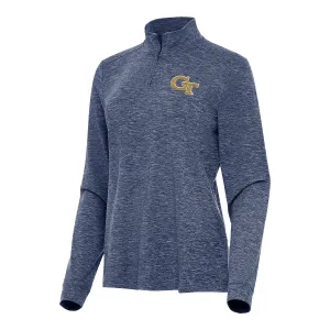 Ladies Georgia Tech Yellow Jackets 1/4 Zip Mock Heather Navy Jacket