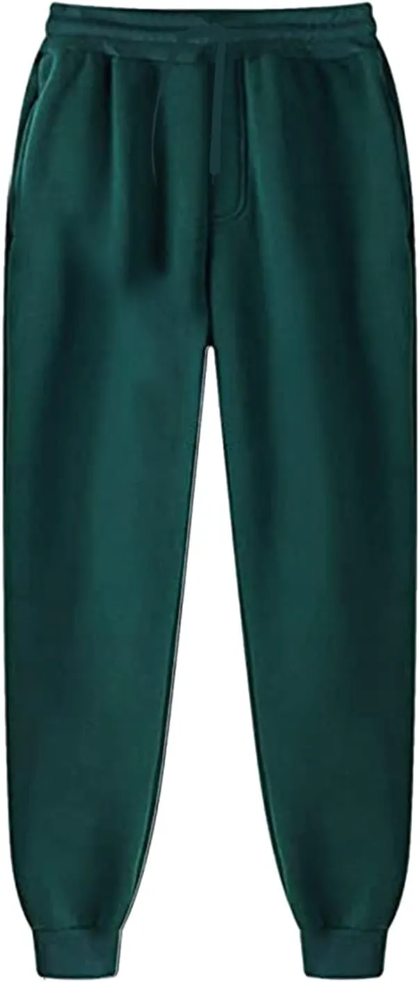 Mens Sweatpants Joggers Pants Man Heavyweight Fleece Cargo Sweatpants Elastic Waist Drawstring Straight Leg Athletic