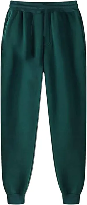 Mens Sweatpants Joggers Pants Man Heavyweight Fleece Cargo Sweatpants Elastic Waist Drawstring Straight Leg Athletic