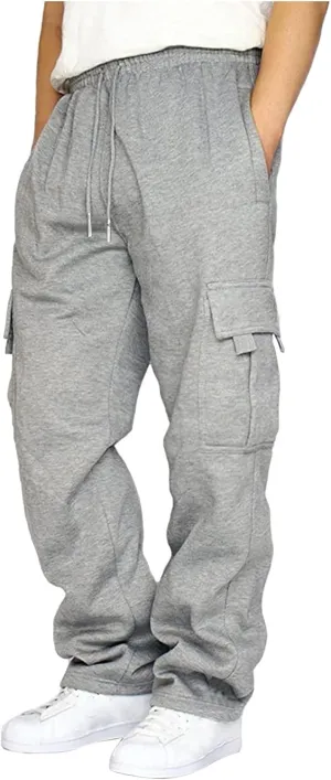 Mens Sweatpants Joggers Pants Man Sweat Pants for Men Straight Leg Lounge Fleece Cotton Pants with Pockets Men Cargo