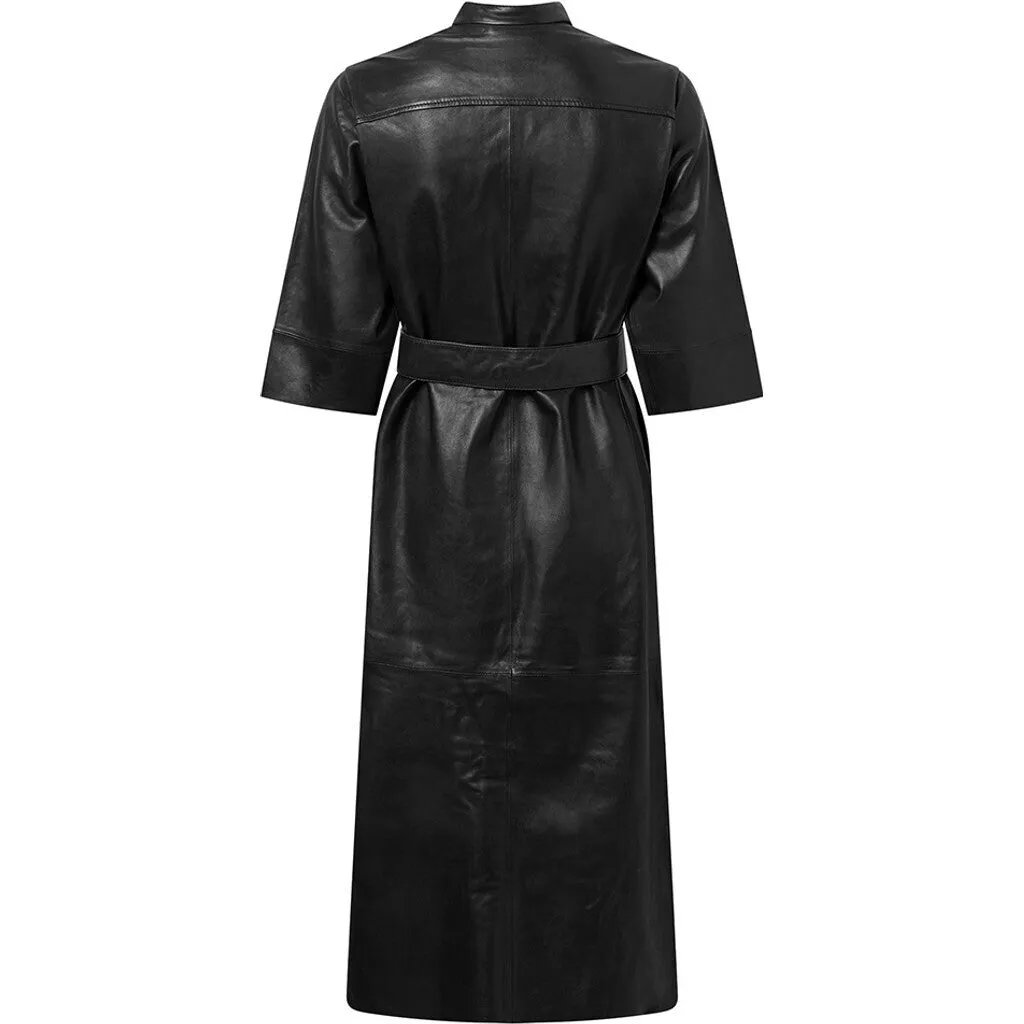 Paige shirt dress in soft leather / 50994 - Black (Nero)