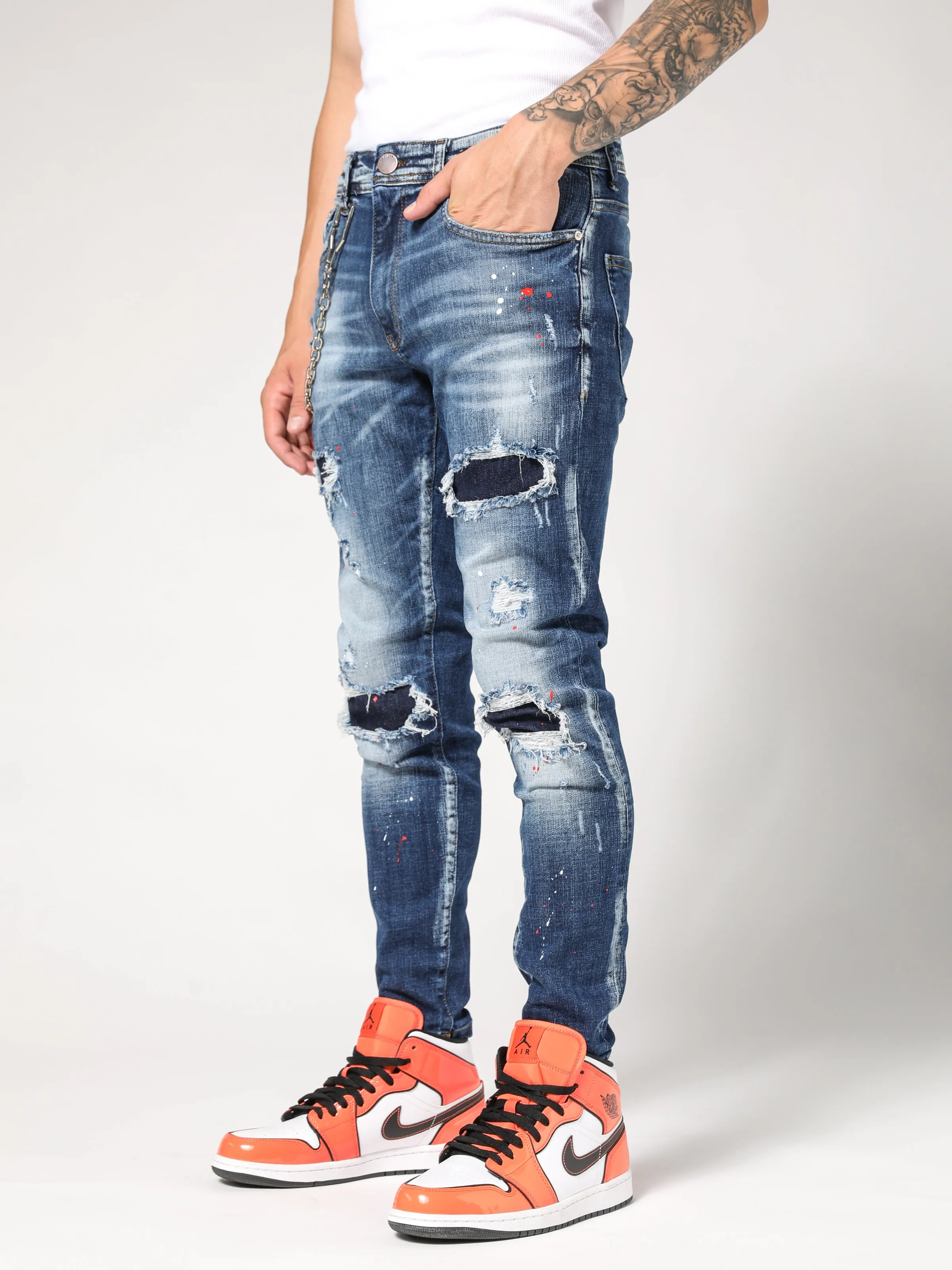 Patch Blue Denim Jeans