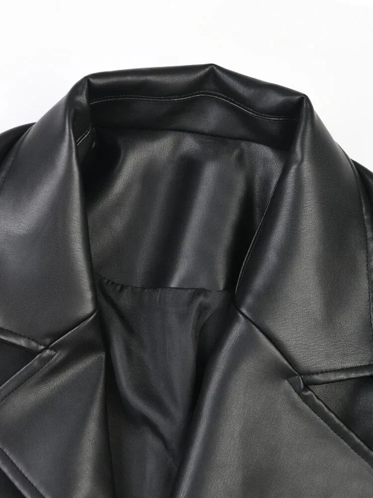 Pre Order:  Elastic Waist Vegan Leather Jacket