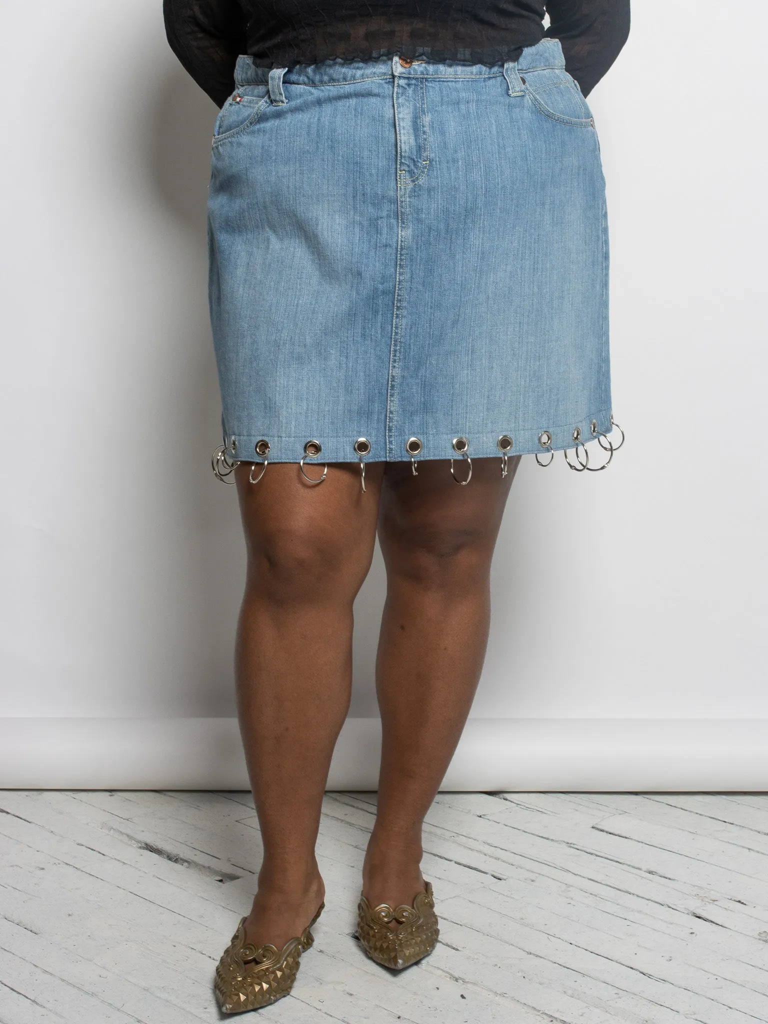 Shop Journal x BRZ - Denim Grommet Skirt (2X)