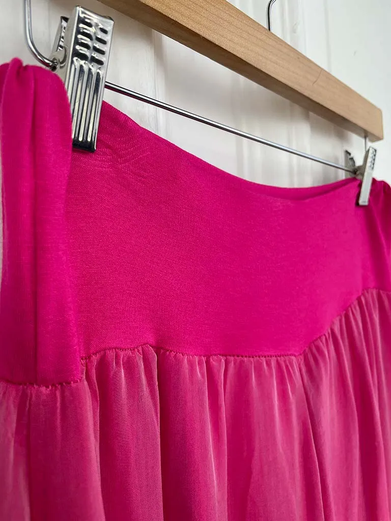 Silk Mix Side Split Trouser - Fuchsia
