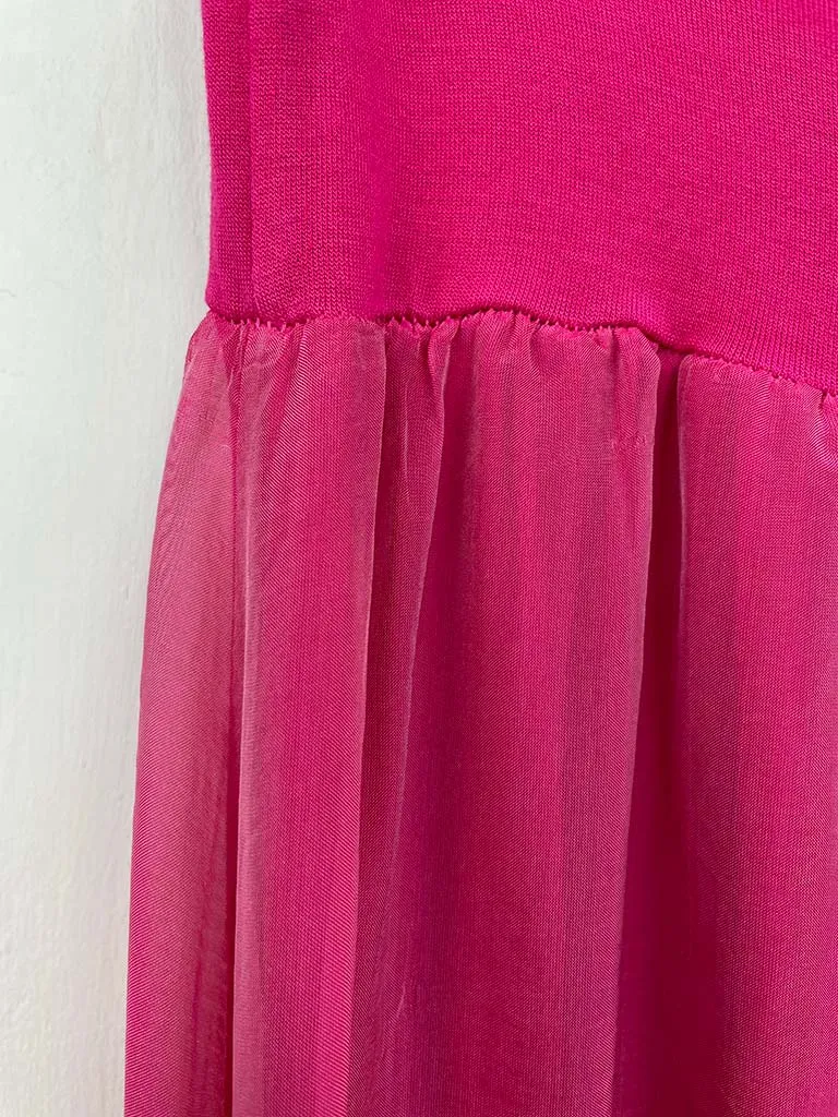 Silk Mix Side Split Trouser - Fuchsia