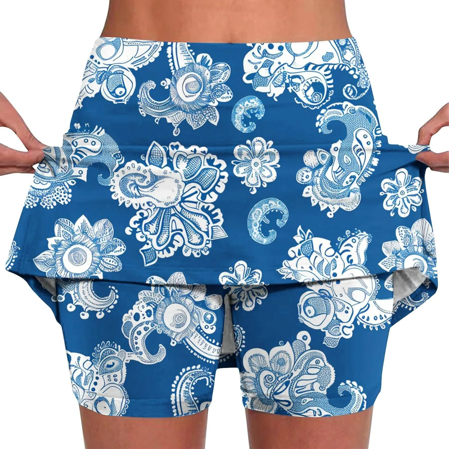 Skorts for Women Dressy Casual Tie Dye Skirts for Women High Waist Athletic Golf Tennis Skirt with Built in Shorts