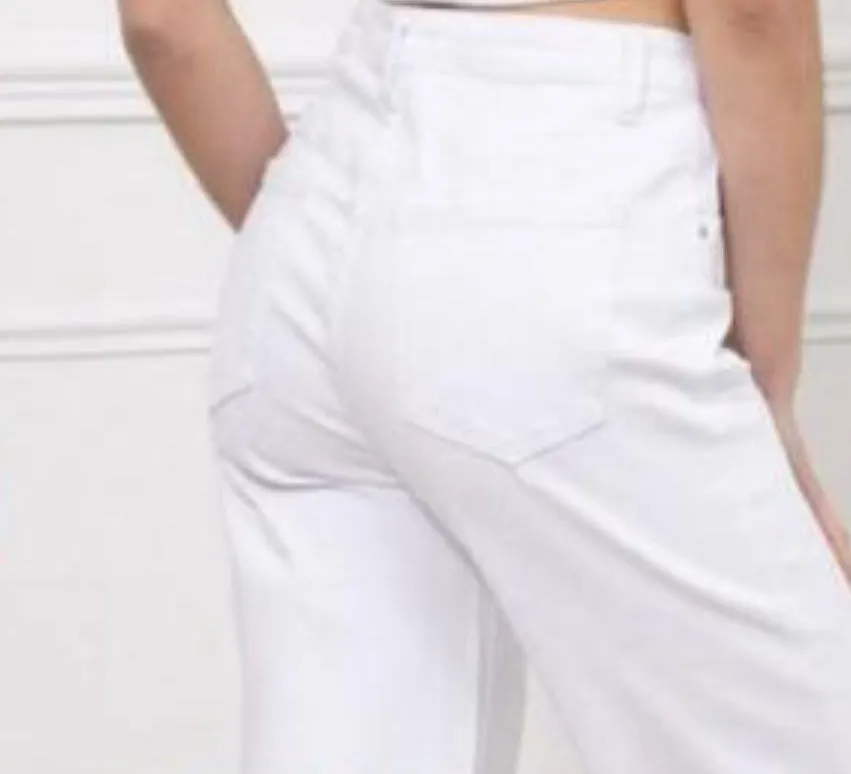 White Freyed Jo Jo Bottom Wide leg Stretch Jeans