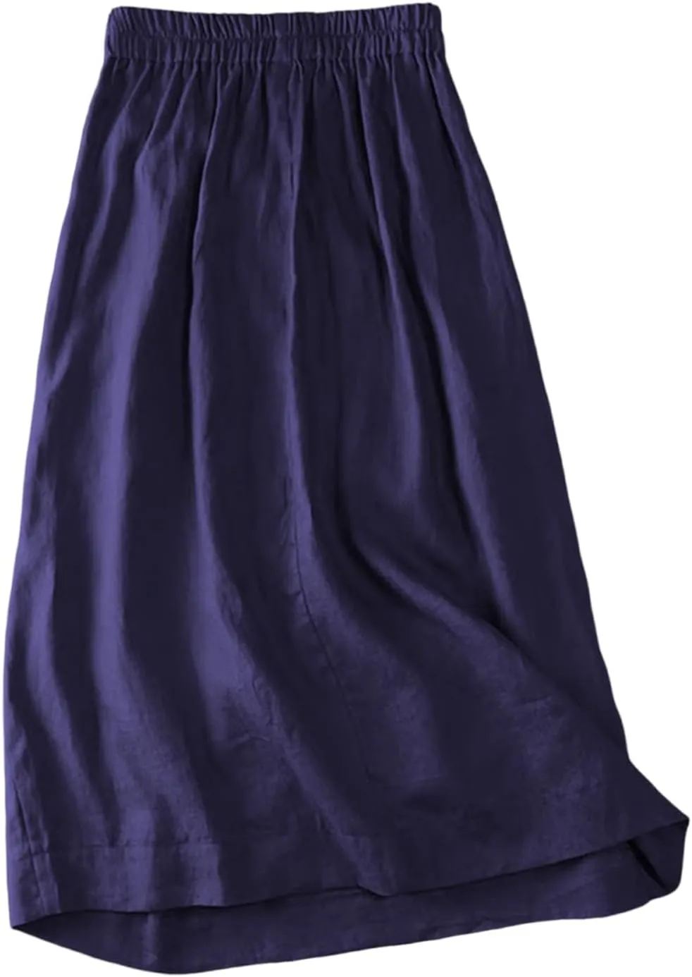 Women's Summer Casual Loose Trendy Elastic Waist Solid Flowy Long Maxi Sun Beach Linen Skirts, M-2XL